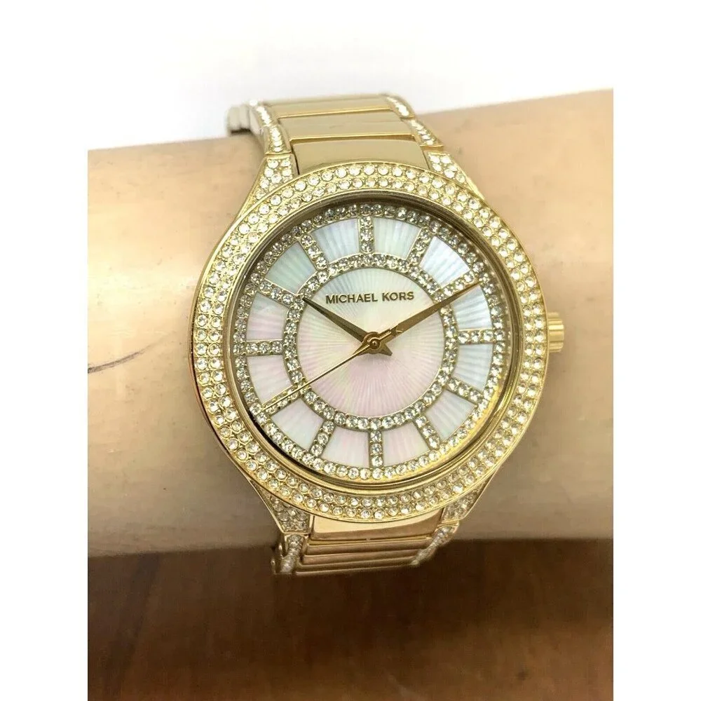 Michael Kors Women's Watch MK3312 Kerry Mother of Pearl Quartz Gold Gemmed 37mm